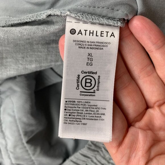 Athleta Light Gray Heather Linen Pull On Ankle Pant XL - Picture 4 of 7